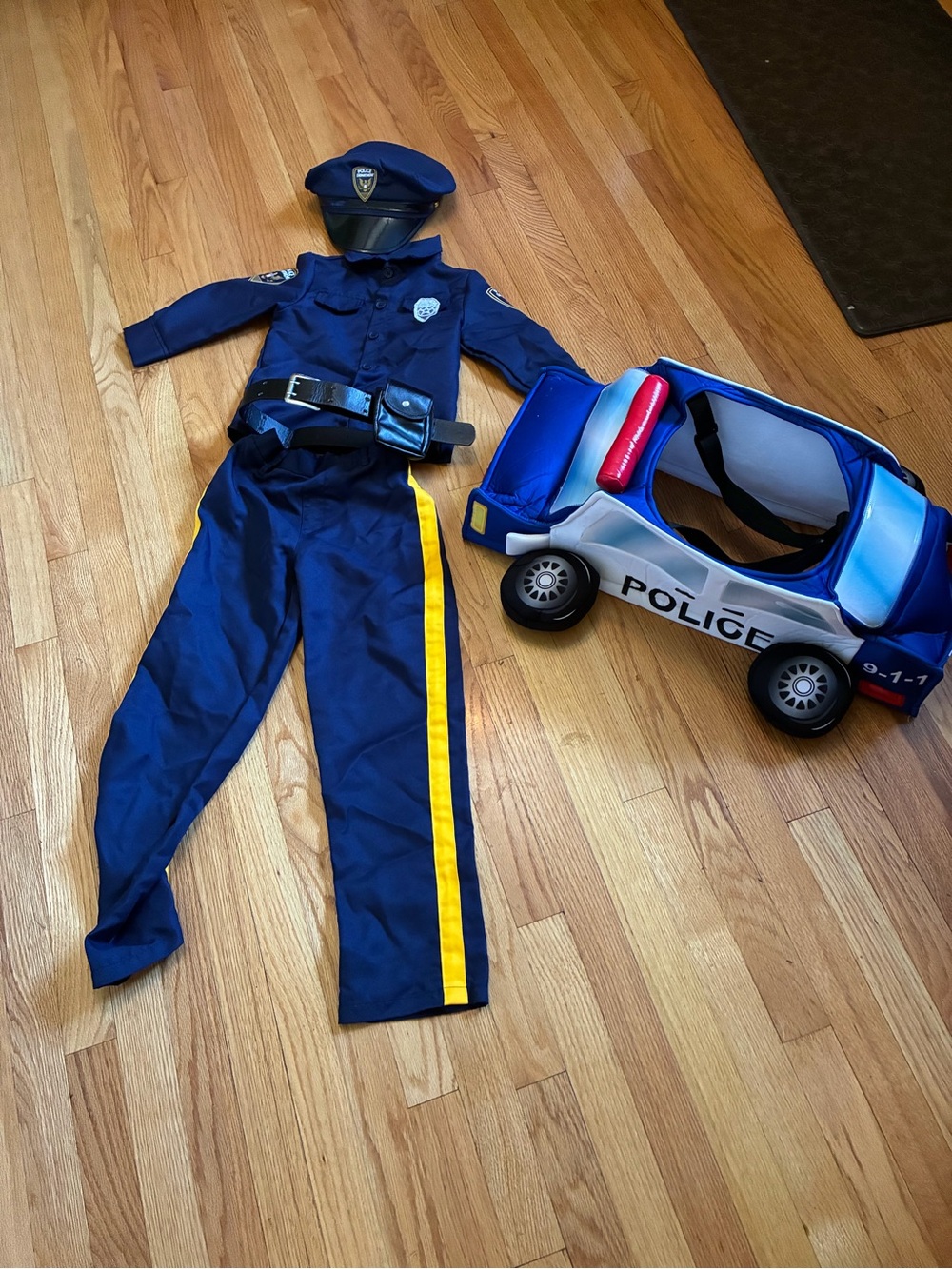 Spirit Kids Police Costume Set - Blue with Yellow Stripe size 5T